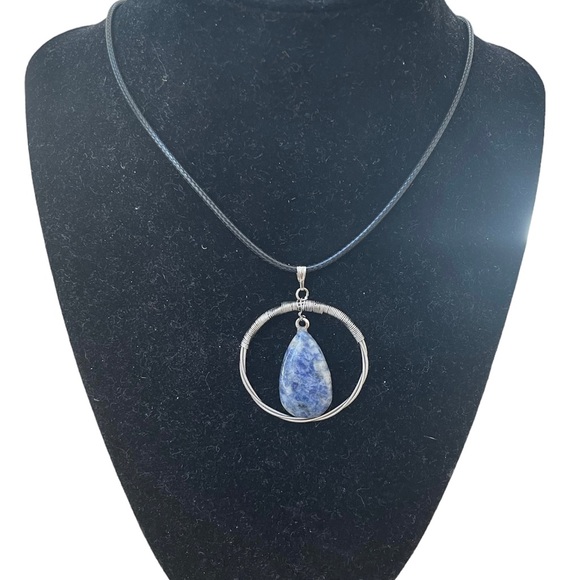 Tennessee Hippie Jewelry - Guitar String Necklace with Blue Aventurine Gemstone